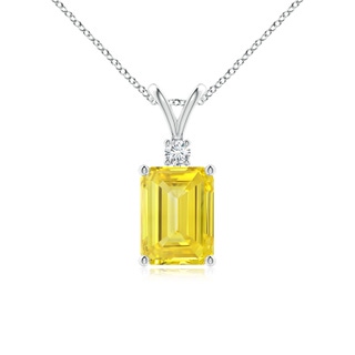 8x6mm Labgrown Emerald-Cut Lab-Grown Fancy Intense Yellow Diamond Solitaire Pendant in P950 Platinum