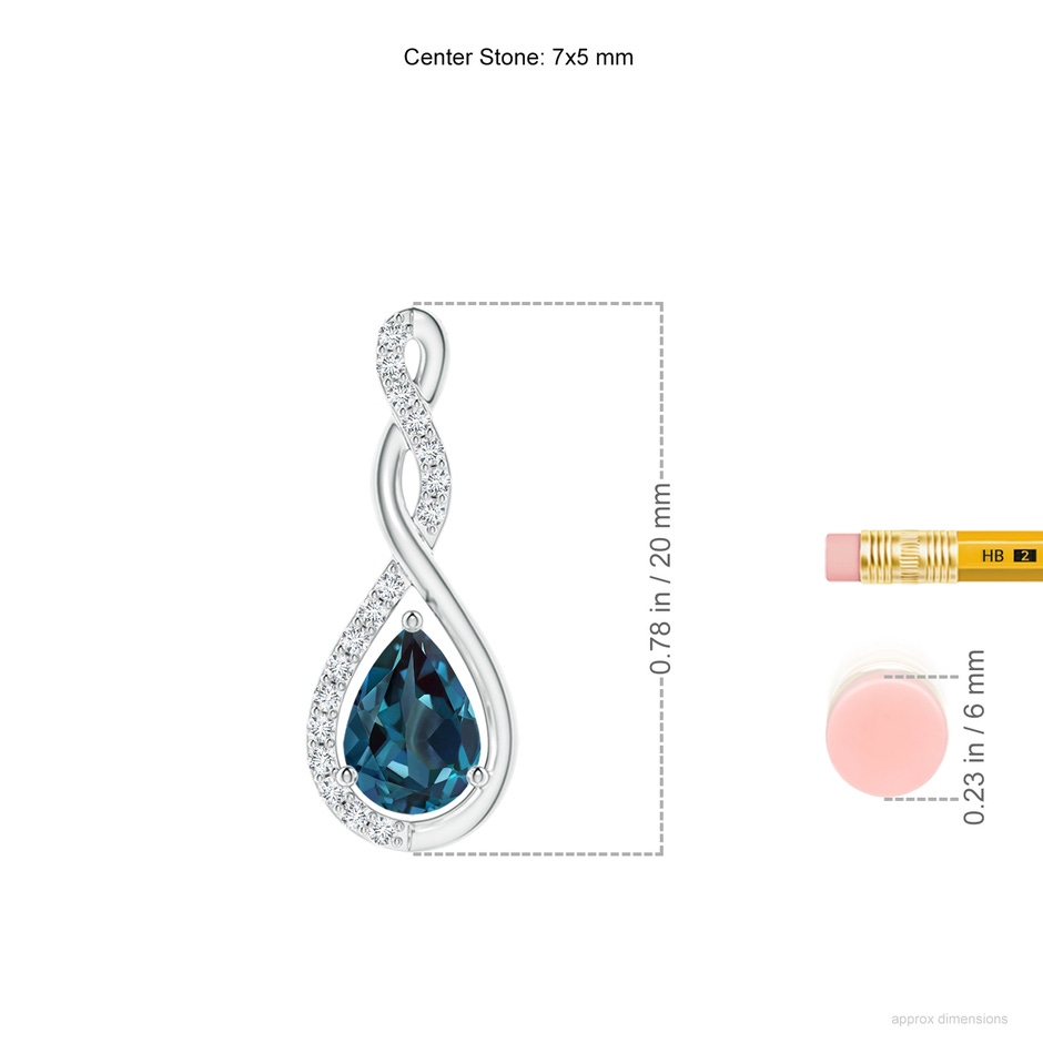 7x5mm Labgrown Twisted Infinity Floating Lab-Grown Alexandrite Drop Pendant in P950 Platinum ruler