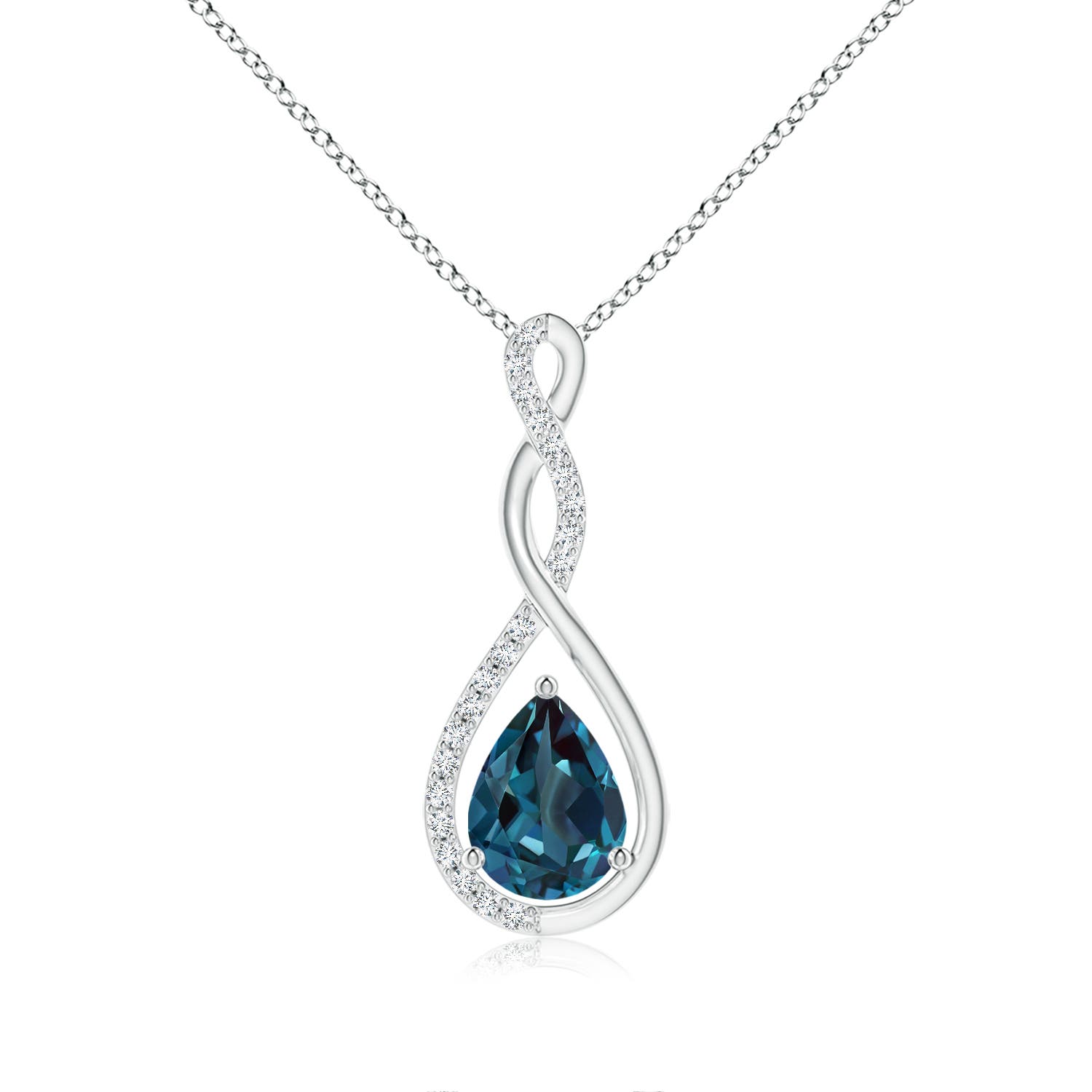 8x6mm Labgrown Twisted Infinity Floating Lab-Grown Alexandrite Drop Pendant in 18CT White Gold