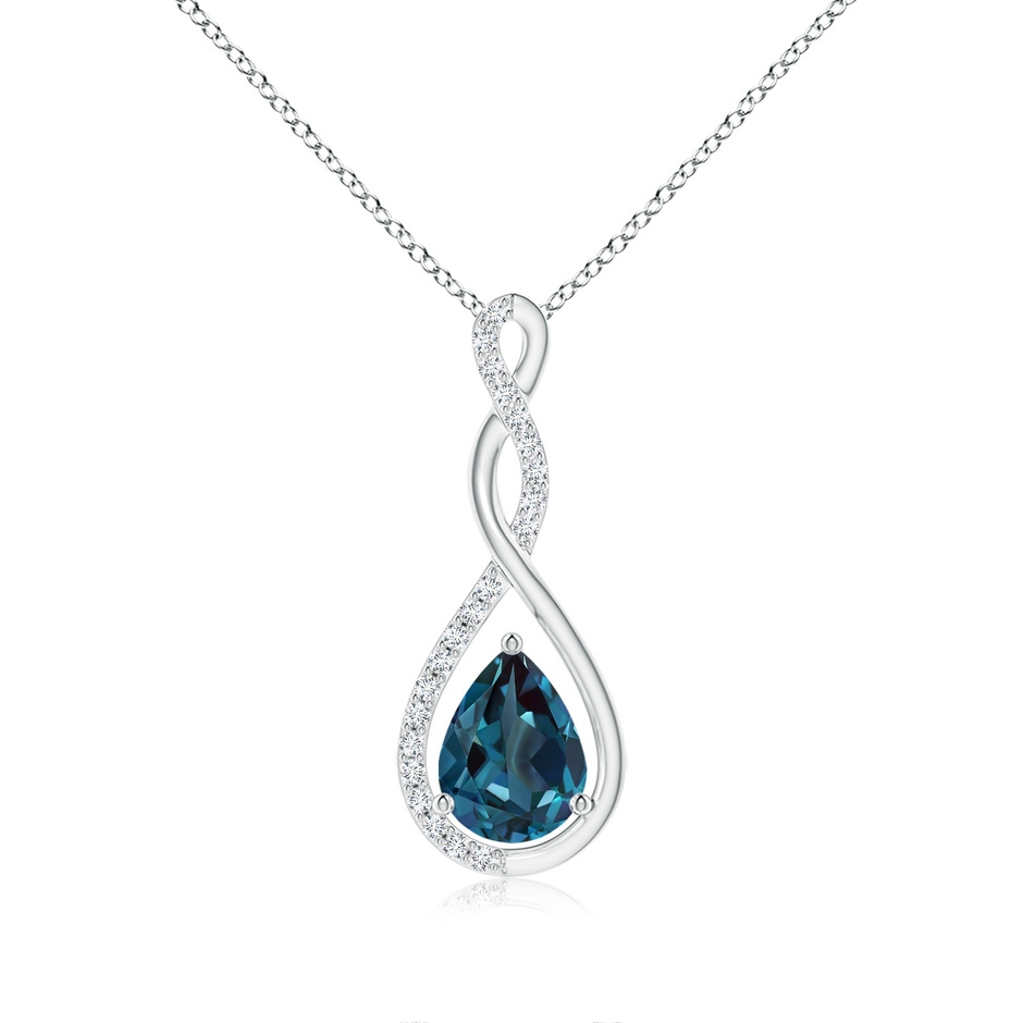 8x6mm Labgrown Twisted Infinity Floating Lab-Grown Alexandrite Drop Pendant in 18K White Gold 