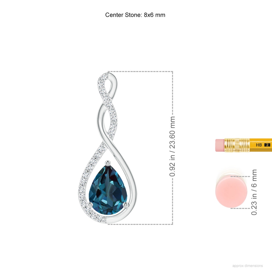 8x6mm Labgrown Twisted Infinity Floating Lab-Grown Alexandrite Drop Pendant in 18K White Gold ruler