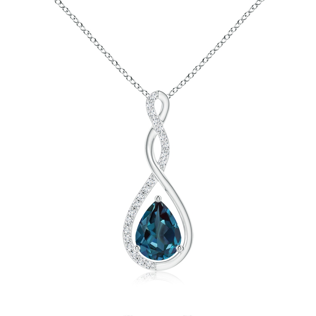 8x6mm Labgrown Twisted Infinity Floating Lab-Grown Alexandrite Drop Pendant in White Gold