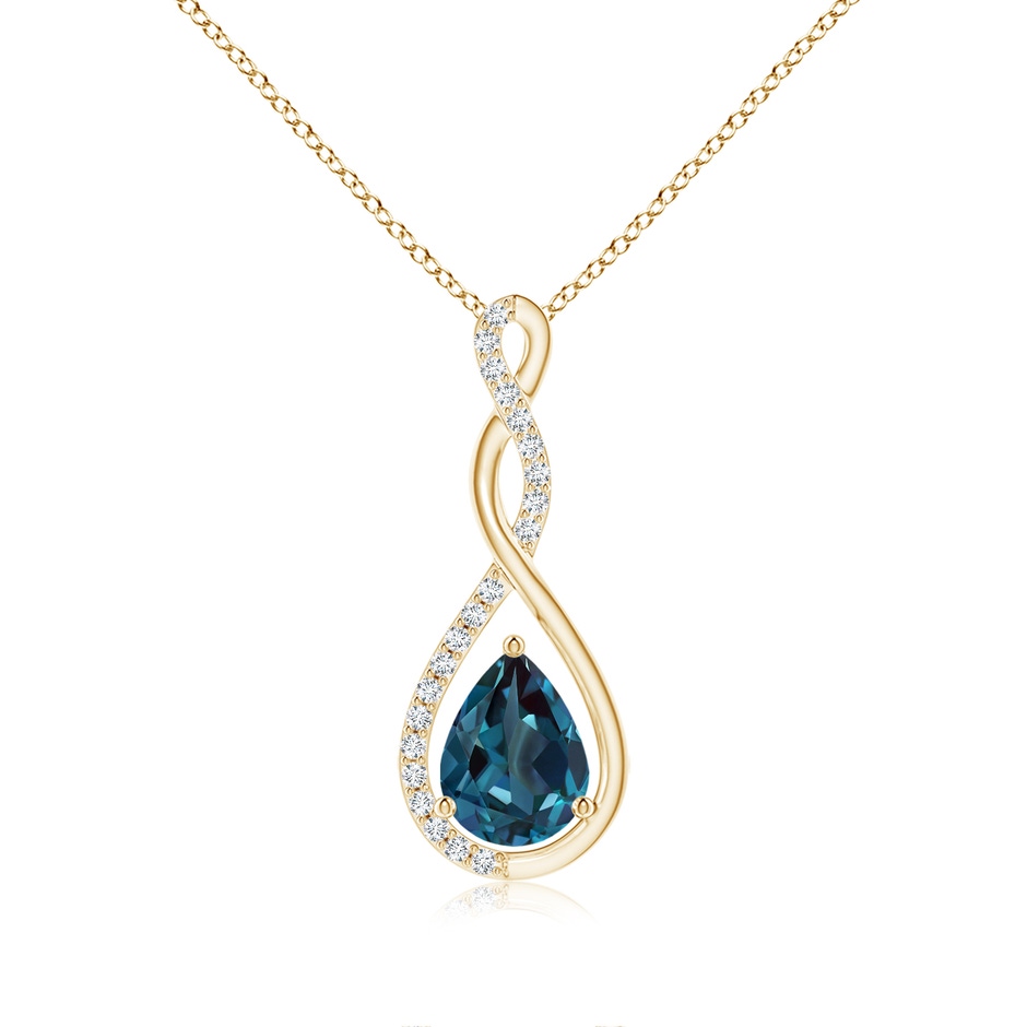 8x6mm Labgrown Twisted Infinity Floating Lab-Grown Alexandrite Drop Pendant in Yellow Gold 