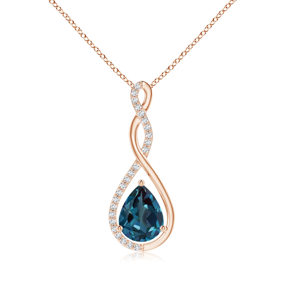 9x7mm Labgrown Twisted Infinity Floating Lab-Grown Alexandrite Drop Pendant in 18K Rose Gold 