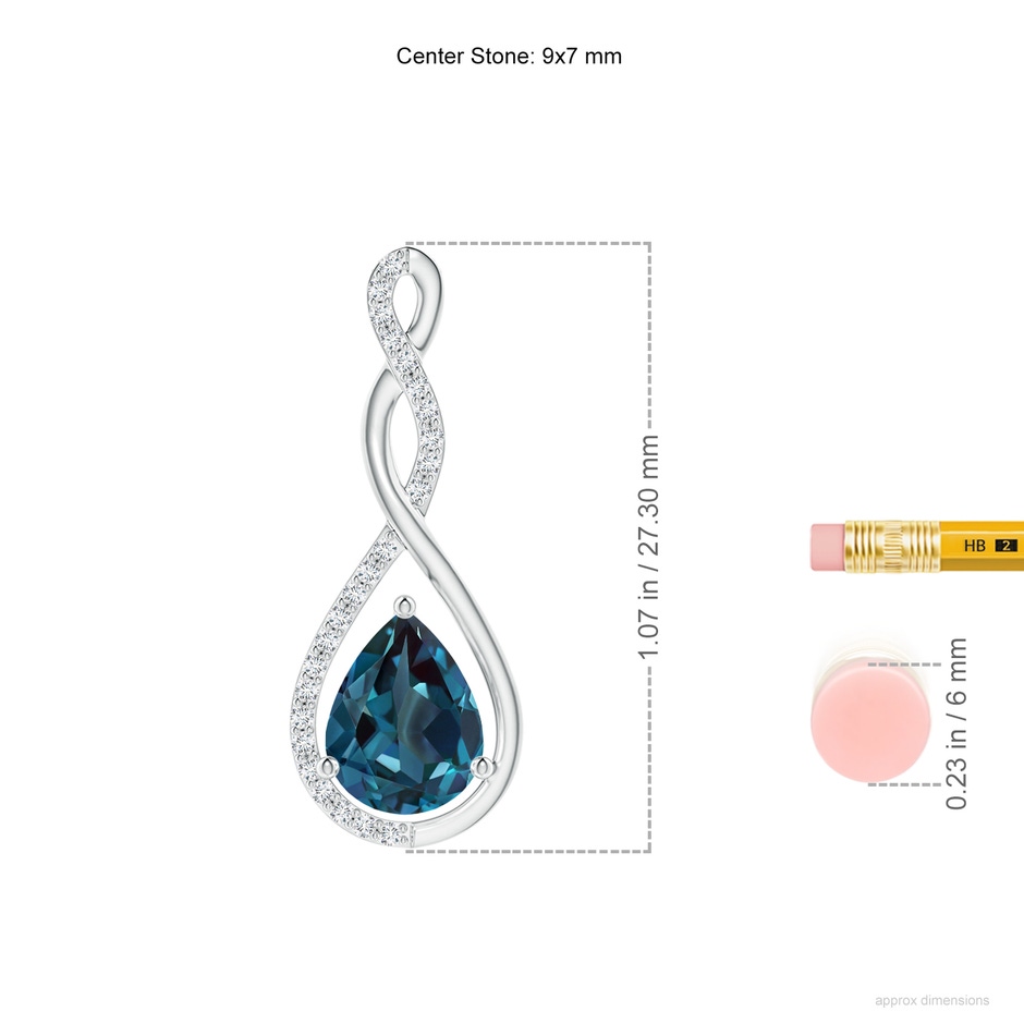 9x7mm Labgrown Twisted Infinity Floating Lab-Grown Alexandrite Drop Pendant in P950 Platinum ruler
