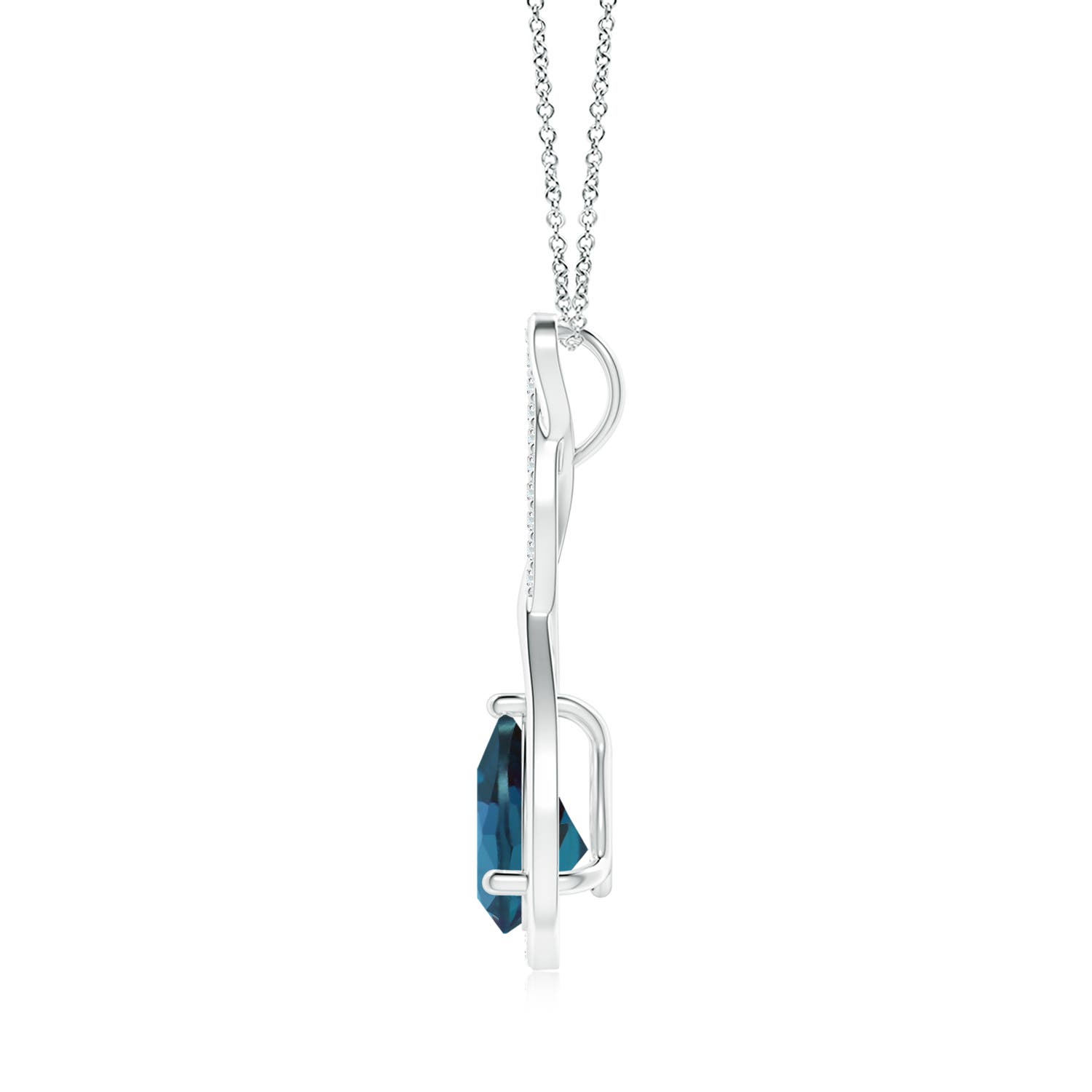 9x7mm Labgrown Twisted Infinity Floating Lab-Grown Alexandrite Drop Pendant in White Gold