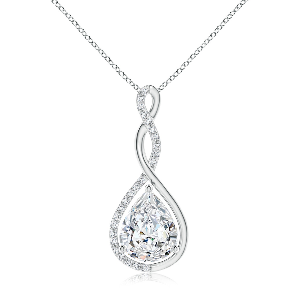 10x6.5mm FGVS Lab-Grown Twisted Infinity Floating Diamond Drop Pendant in White Gold