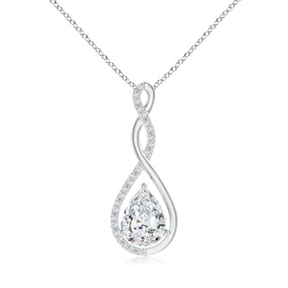 9x5.5mm FGVS Lab-Grown Twisted Infinity Floating Diamond Drop Pendant in White Gold