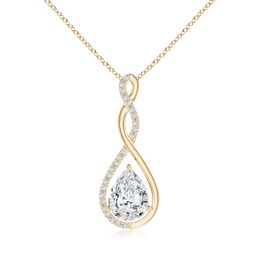 9x5.5mm FGVS Lab-Grown Twisted Infinity Floating Diamond Drop Pendant in Yellow Gold