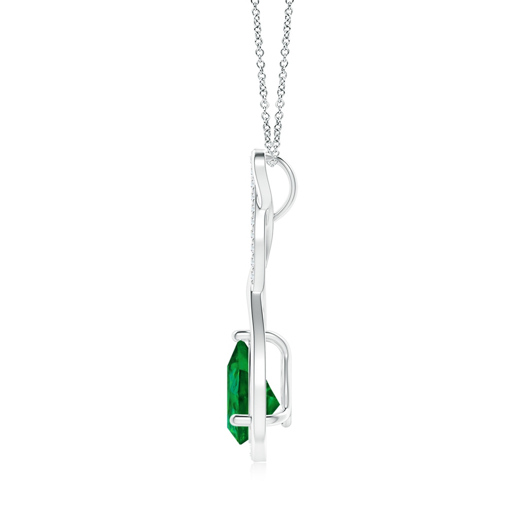9x7mm Labgrown Lab-Grown Twisted Infinity Floating Emerald Drop Pendant in White Gold Side 199