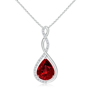 10x8mm Labgrown Lab-Grown Twisted Infinity Floating Ruby Drop Pendant in P950 Platinum