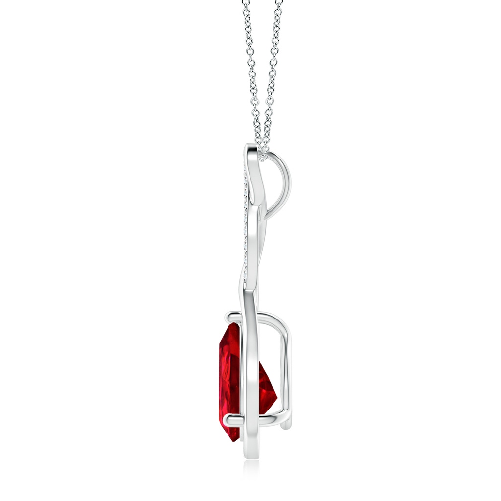 10x8mm Labgrown Lab-Grown Twisted Infinity Floating Ruby Drop Pendant in P950 Platinum - side 199