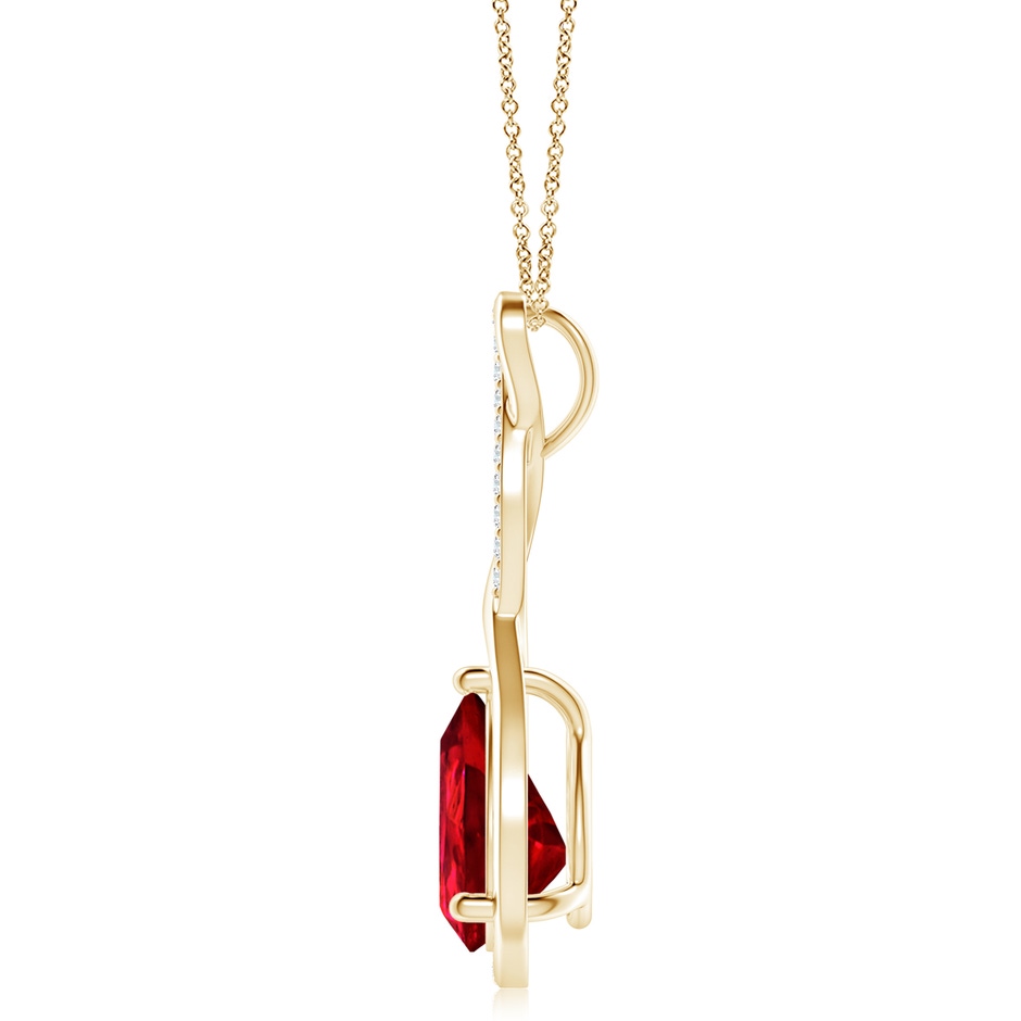 12x10mm Labgrown Lab-Grown Twisted Infinity Floating Ruby Drop Pendant in Yellow Gold side 199
