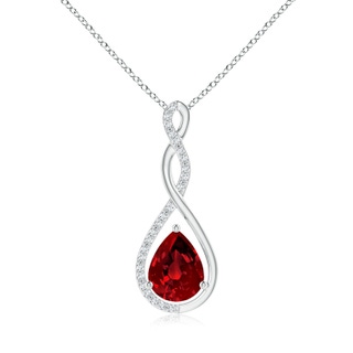 9x7mm Labgrown Lab-Grown Twisted Infinity Floating Ruby Drop Pendant in P950 Platinum