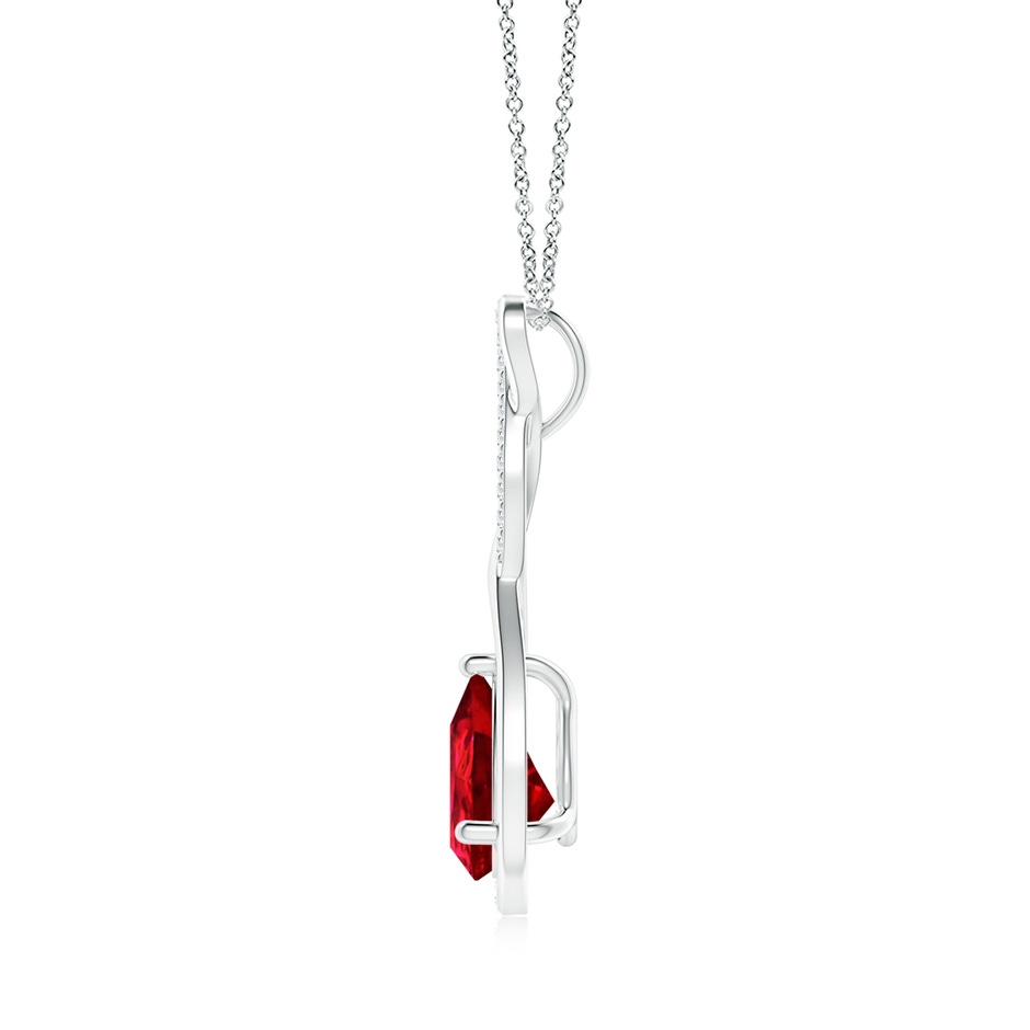 9x7mm Labgrown Lab-Grown Twisted Infinity Floating Ruby Drop Pendant in White Gold side 199