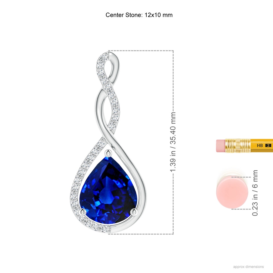 12x10mm Labgrown Lab-Grown Twisted Infinity Floating Blue Sapphire Drop Pendant in P950 Platinum ruler