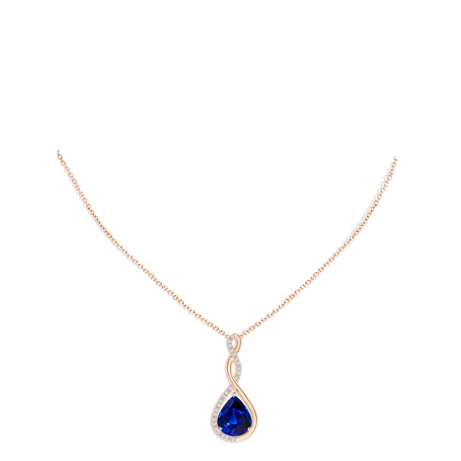 12x10mm Labgrown Lab-Grown Twisted Infinity Floating Blue Sapphire Drop Pendant in Rose Gold pen