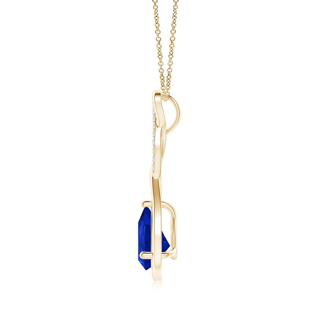 9x7mm Labgrown Lab-Grown Twisted Infinity Floating Blue Sapphire Drop Pendant in Yellow Gold Side 199