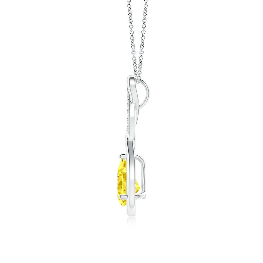 7x5mm Labgrown Twisted Infinity Floating Lab-Grown Fancy Intense Yellow Diamond Drop Pendant in White Gold - side 199