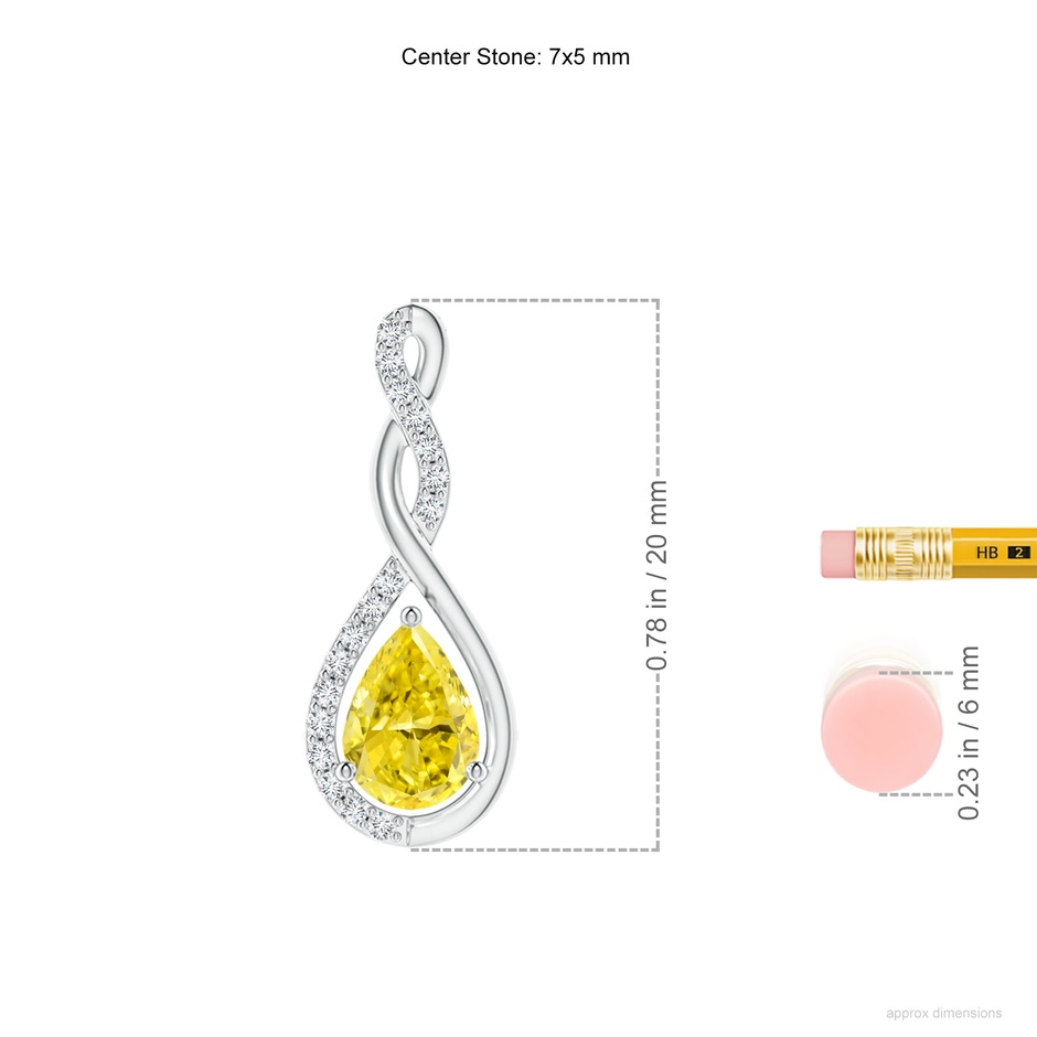 7x5mm Labgrown Twisted Infinity Floating Lab-Grown Fancy Intense Yellow Diamond Drop Pendant in White Gold ruler