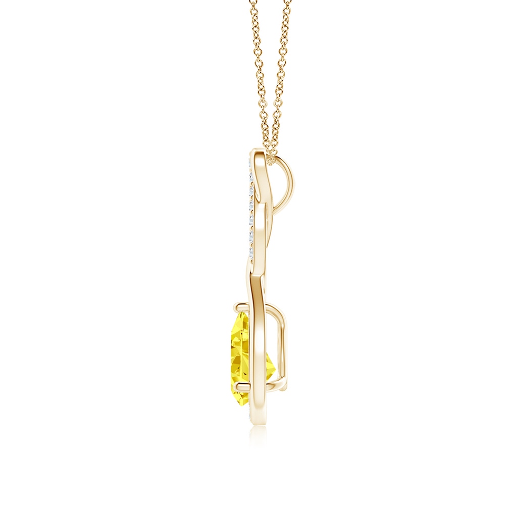 7x5mm Labgrown Twisted Infinity Floating Lab-Grown Fancy Intense Yellow Diamond Drop Pendant in Yellow Gold - side 199