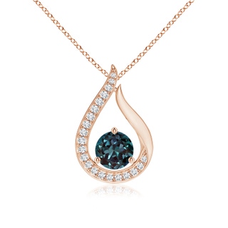 5mm Labgrown Floating Lab-Grown Alexandrite Tulip Pendant with Diamonds in 10K Rose Gold