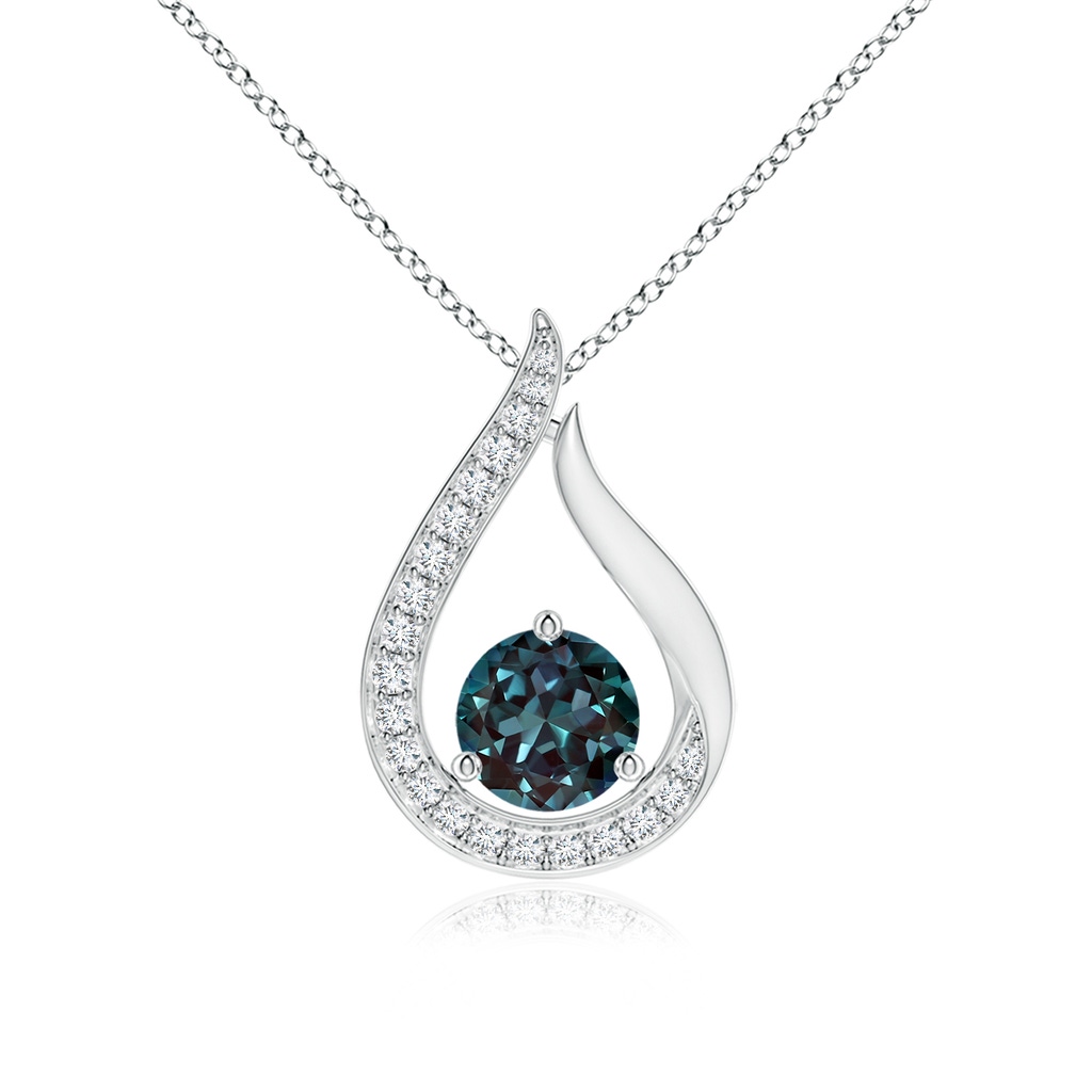 5mm Labgrown Floating Lab-Grown Alexandrite Tulip Pendant with Diamonds in P950 Platinum