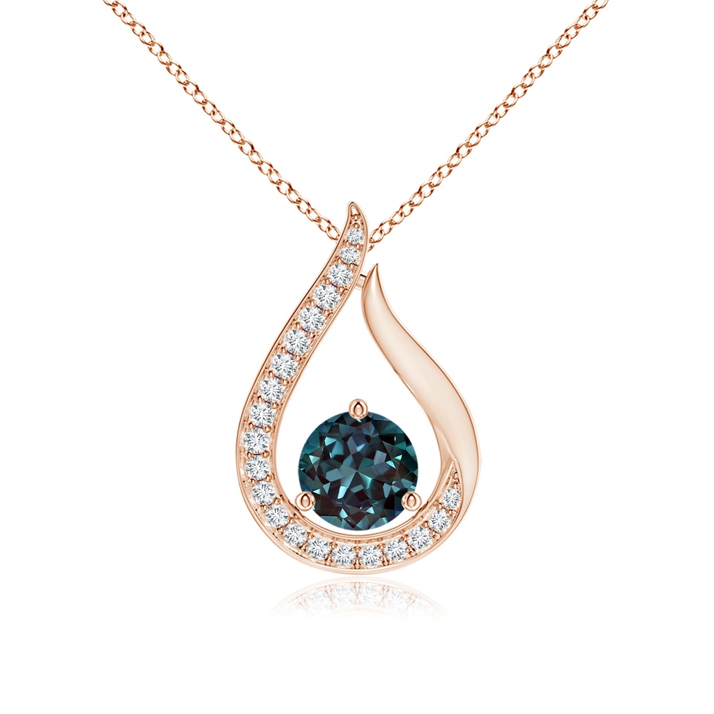 5mm Labgrown Floating Lab-Grown Alexandrite Tulip Pendant with Diamonds in Rose Gold