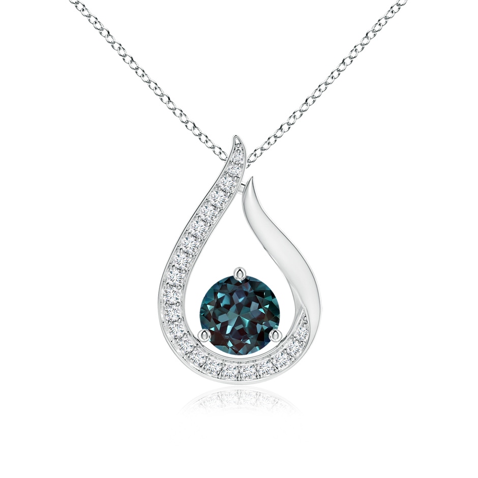 5mm Labgrown Floating Lab-Grown Alexandrite Tulip Pendant with Diamonds in White Gold 