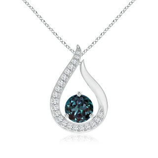 6mm Labgrown Floating Lab-Grown Alexandrite Tulip Pendant with Diamonds in P950 Platinum