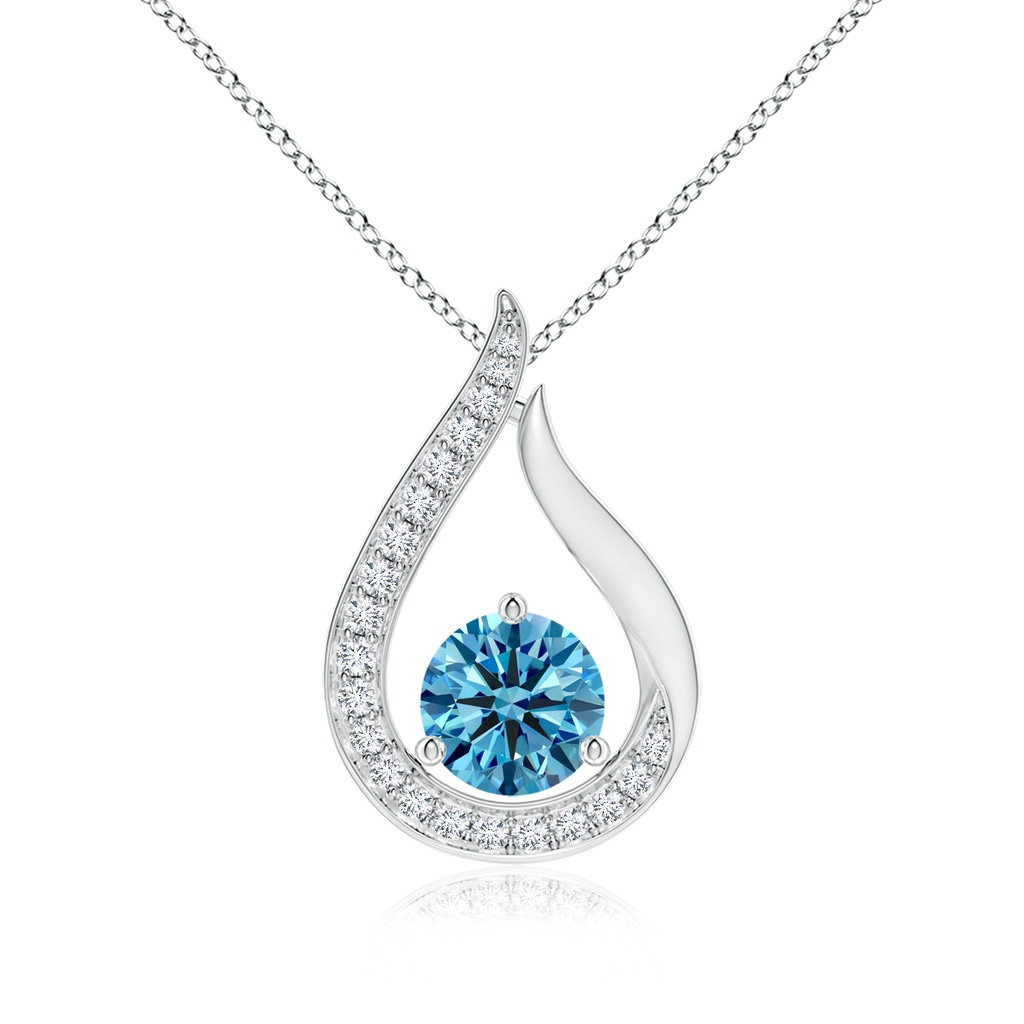 6.1mm Labgrown Floating Lab-Grown Fancy Intense Blue Diamond Tulip Pendant in P950 Platinum