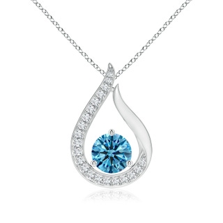 6.1mm Labgrown Floating Lab-Grown Fancy Intense Blue Diamond Tulip Pendant in P950 Platinum