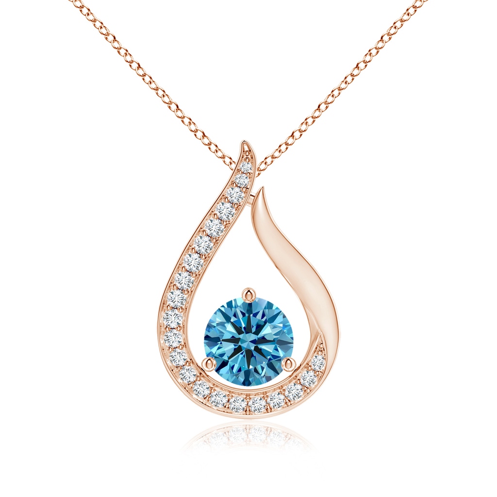 6.1mm Labgrown Floating Lab-Grown Fancy Intense Blue Diamond Tulip Pendant in Rose Gold