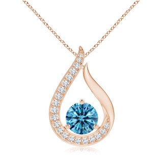 7mm Labgrown Floating Lab-Grown Fancy Intense Blue Diamond Tulip Pendant in 18K Rose Gold