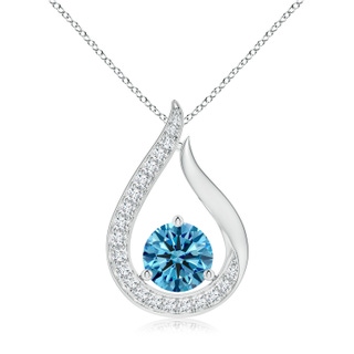 7mm Labgrown Floating Lab-Grown Fancy Intense Blue Diamond Tulip Pendant in P950 Platinum