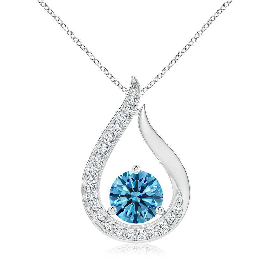 7mm Labgrown Floating Lab-Grown Fancy Intense Blue Diamond Tulip Pendant in White Gold 