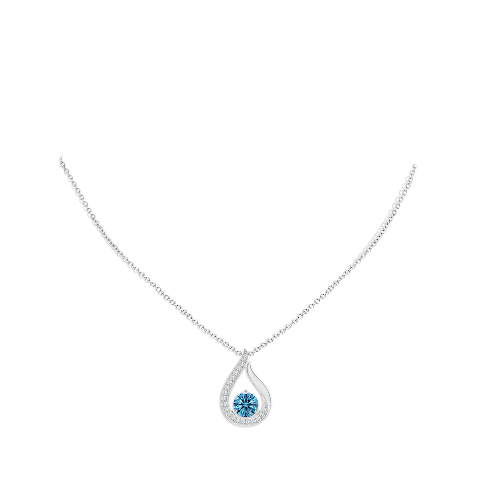 7mm Labgrown Floating Lab-Grown Fancy Intense Blue Diamond Tulip Pendant in White Gold pen