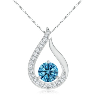 8mm Labgrown Floating Lab-Grown Fancy Intense Blue Diamond Tulip Pendant in P950 Platinum