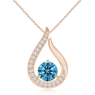8mm Labgrown Floating Lab-Grown Fancy Intense Blue Diamond Tulip Pendant in Rose Gold