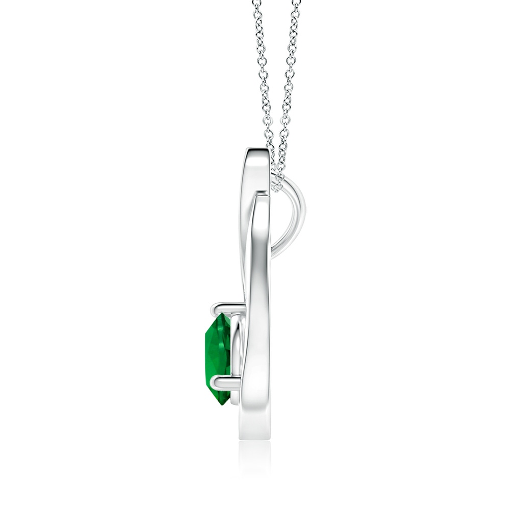 6mm Labgrown Lab-Grown Floating Emerald Tulip Pendant with Lab Diamonds in White Gold Side 199