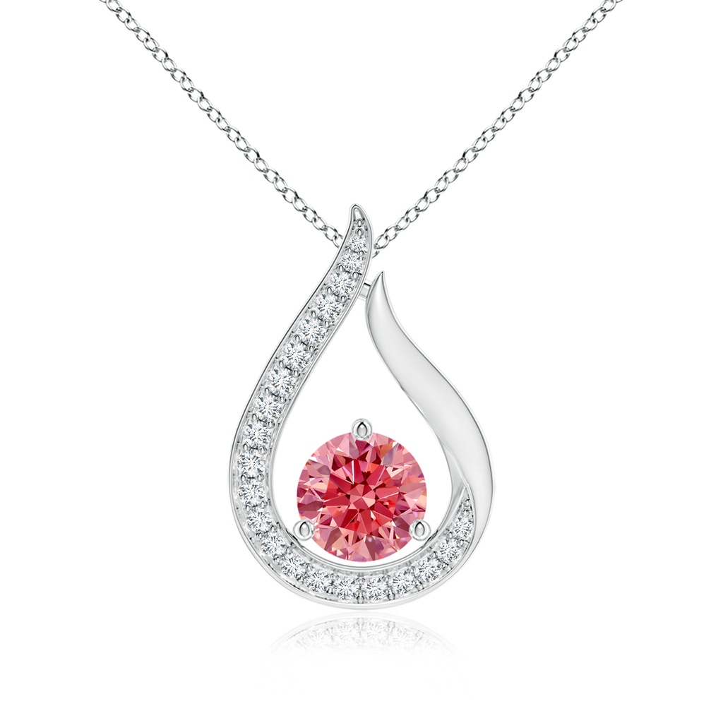 6.1mm Labgrown Floating Lab-Grown Fancy Intense Pink Diamond Tulip Pendant in P950 Platinum