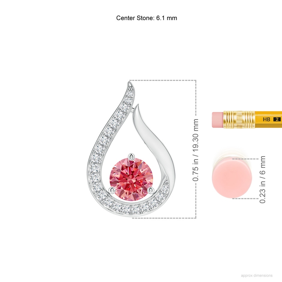 6.1mm Labgrown Floating Lab-Grown Fancy Intense Pink Diamond Tulip Pendant in White Gold ruler