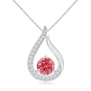 7mm Labgrown Floating Lab-Grown Fancy Intense Pink Diamond Tulip Pendant in P950 Platinum