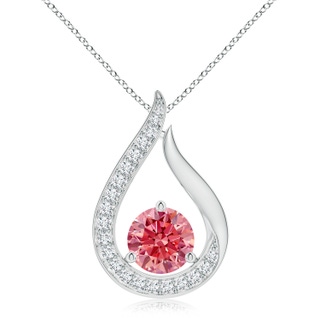 8mm Labgrown Floating Lab-Grown Fancy Intense Pink Diamond Tulip Pendant in P950 Platinum