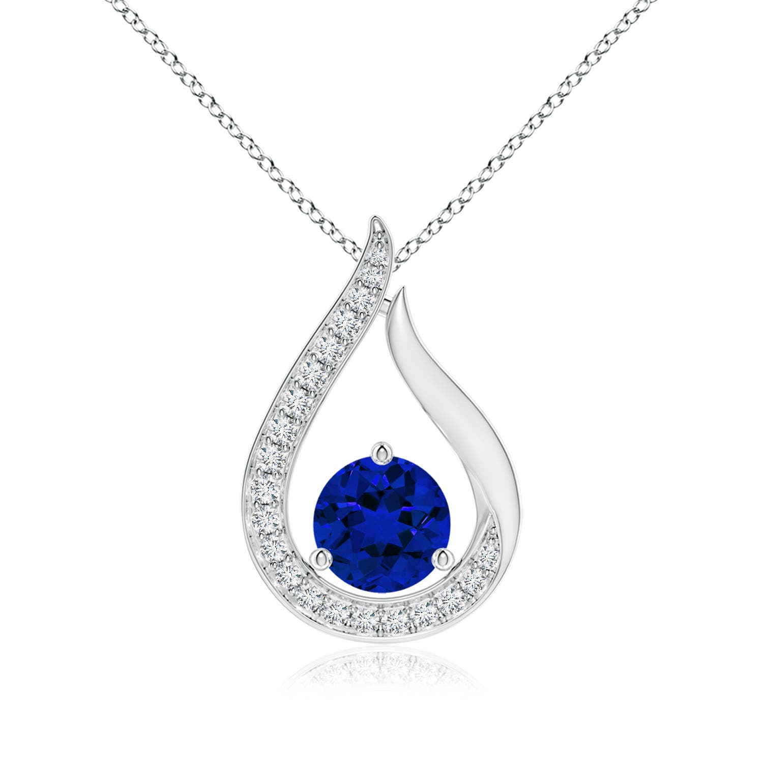 Premium - Lab-Grown Blue Sapphire / 1.16 CT / 18 KT White Gold