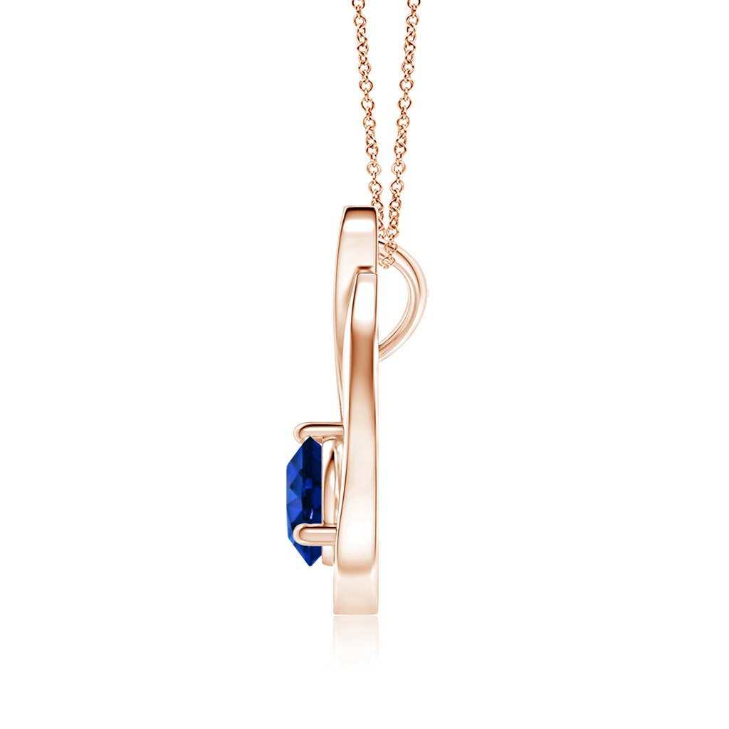 6mm Labgrown Lab-Grown Floating Blue Sapphire Tulip Pendant with Lab Diamonds in Rose Gold - side 199
