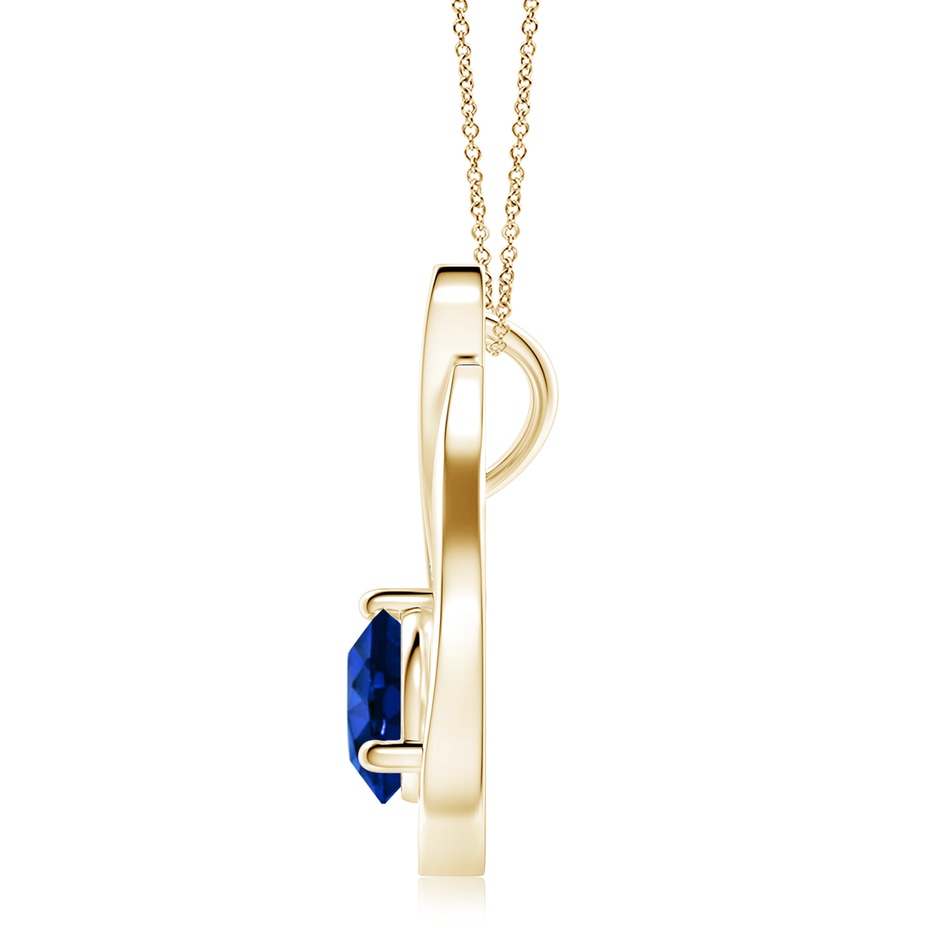 8mm Labgrown Lab-Grown Floating Blue Sapphire Tulip Pendant with Lab Diamonds in 18K Yellow Gold side 199