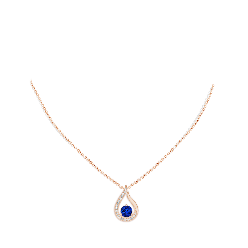 8mm Labgrown Lab-Grown Floating Blue Sapphire Tulip Pendant with Lab Diamonds in Rose Gold pen