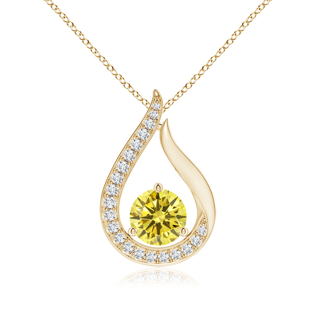 6.1mm Labgrown Floating Lab-Grown Fancy Intense Yellow Diamond Tulip Pendant in Yellow Gold