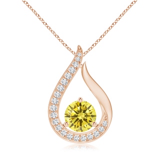 7mm Labgrown Floating Lab-Grown Fancy Intense Yellow Diamond Tulip Pendant in 18K Rose Gold